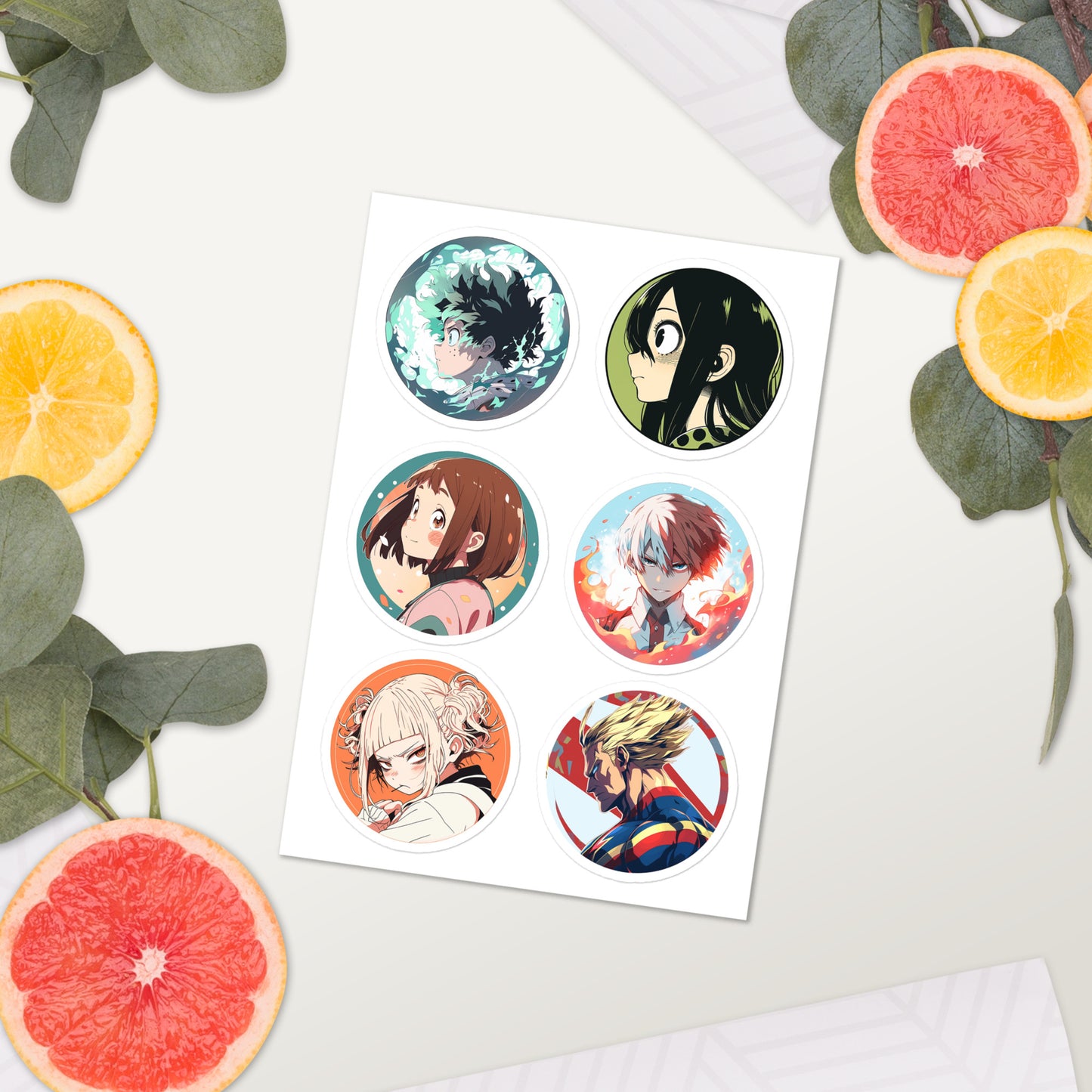 My hero academia sticker sheet round portraits