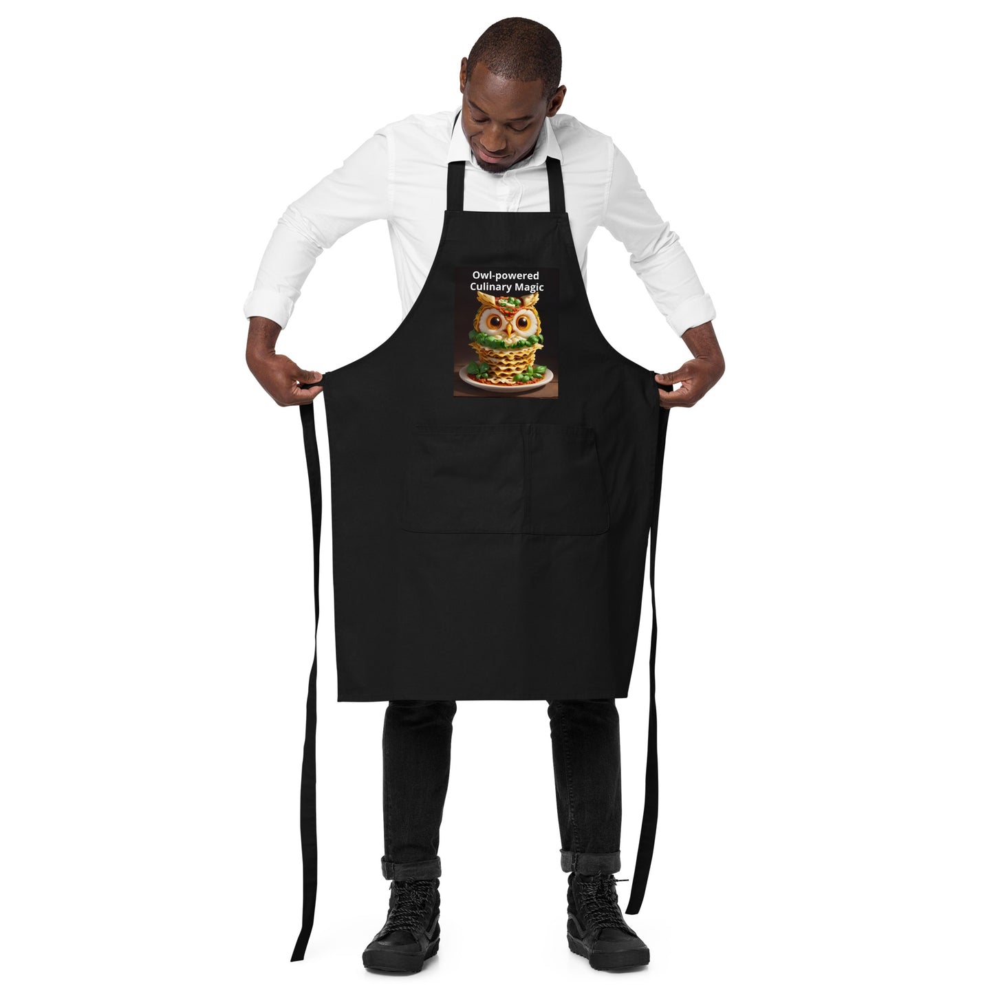 Owl culinary wisdom. Organic cotton apron