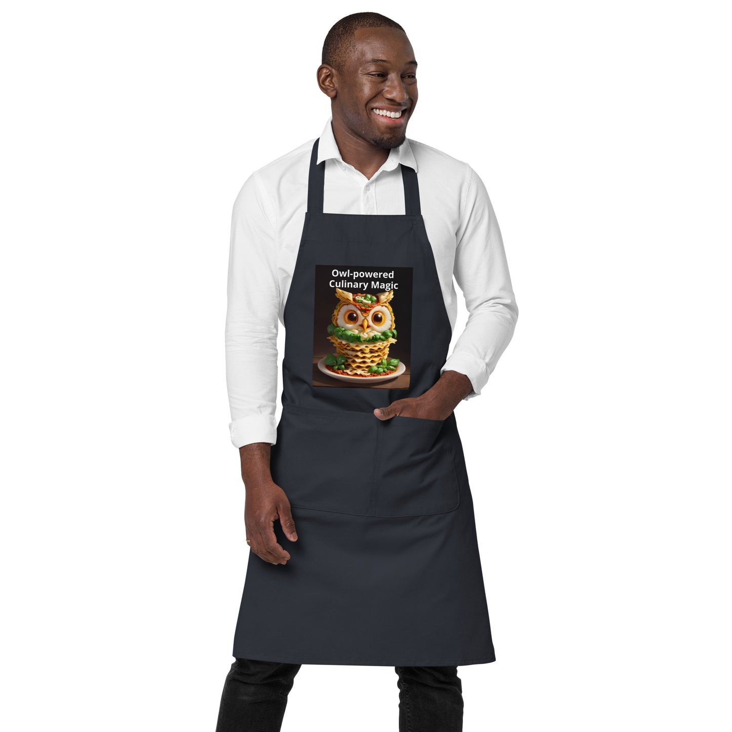 Owl culinary wisdom. Organic cotton apron