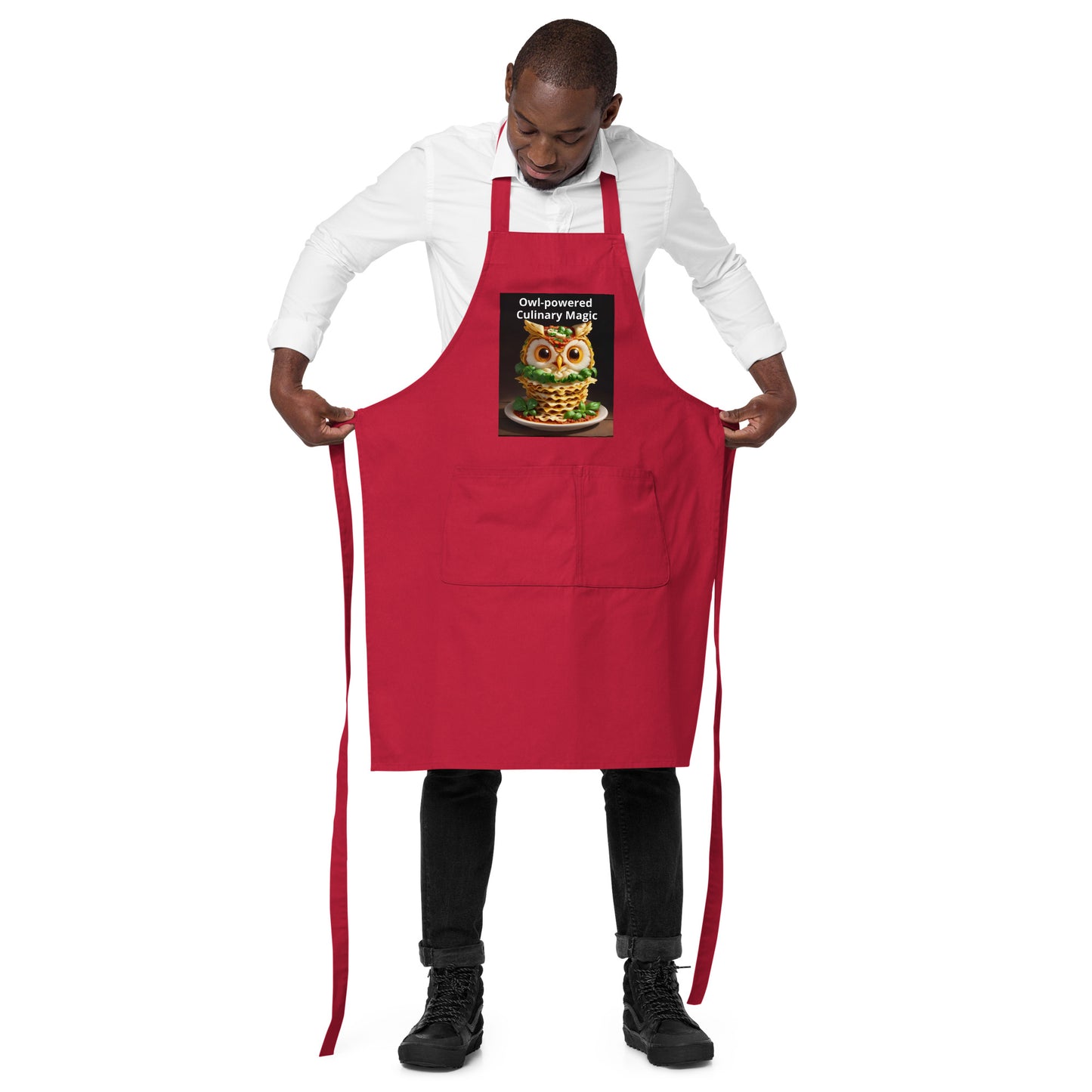 Owl culinary wisdom. Organic cotton apron