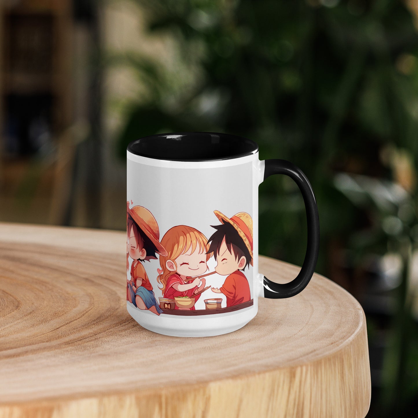 Chibi Luffy and Nami Mug with Color Inside