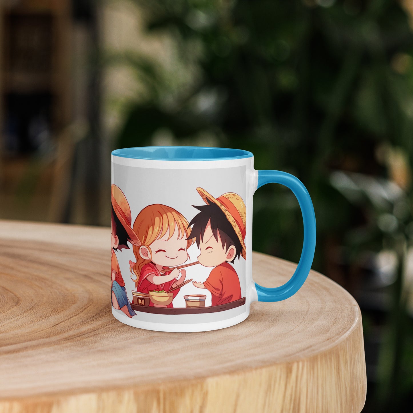 Chibi Luffy and Nami Mug with Color Inside