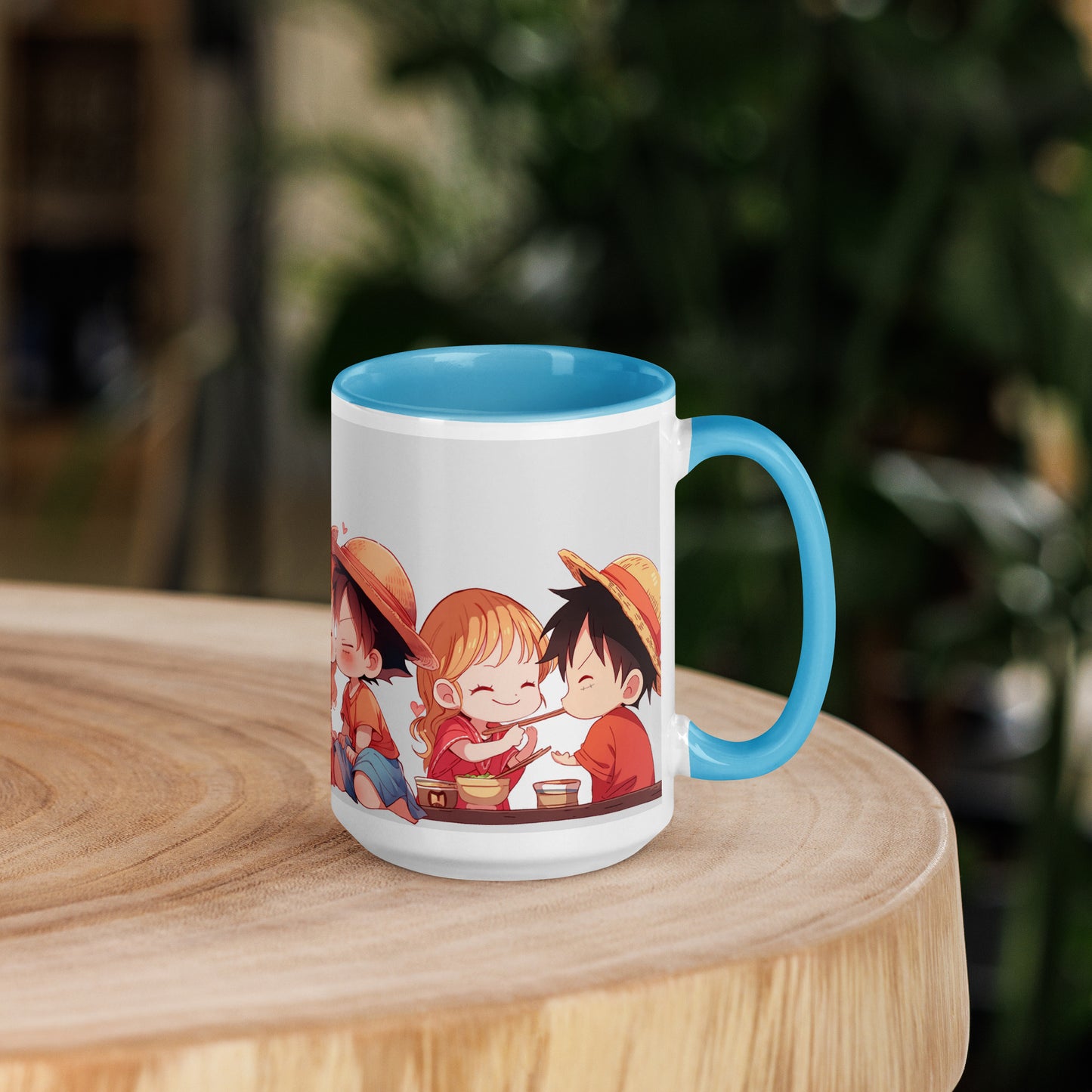 Chibi Luffy and Nami Mug with Color Inside