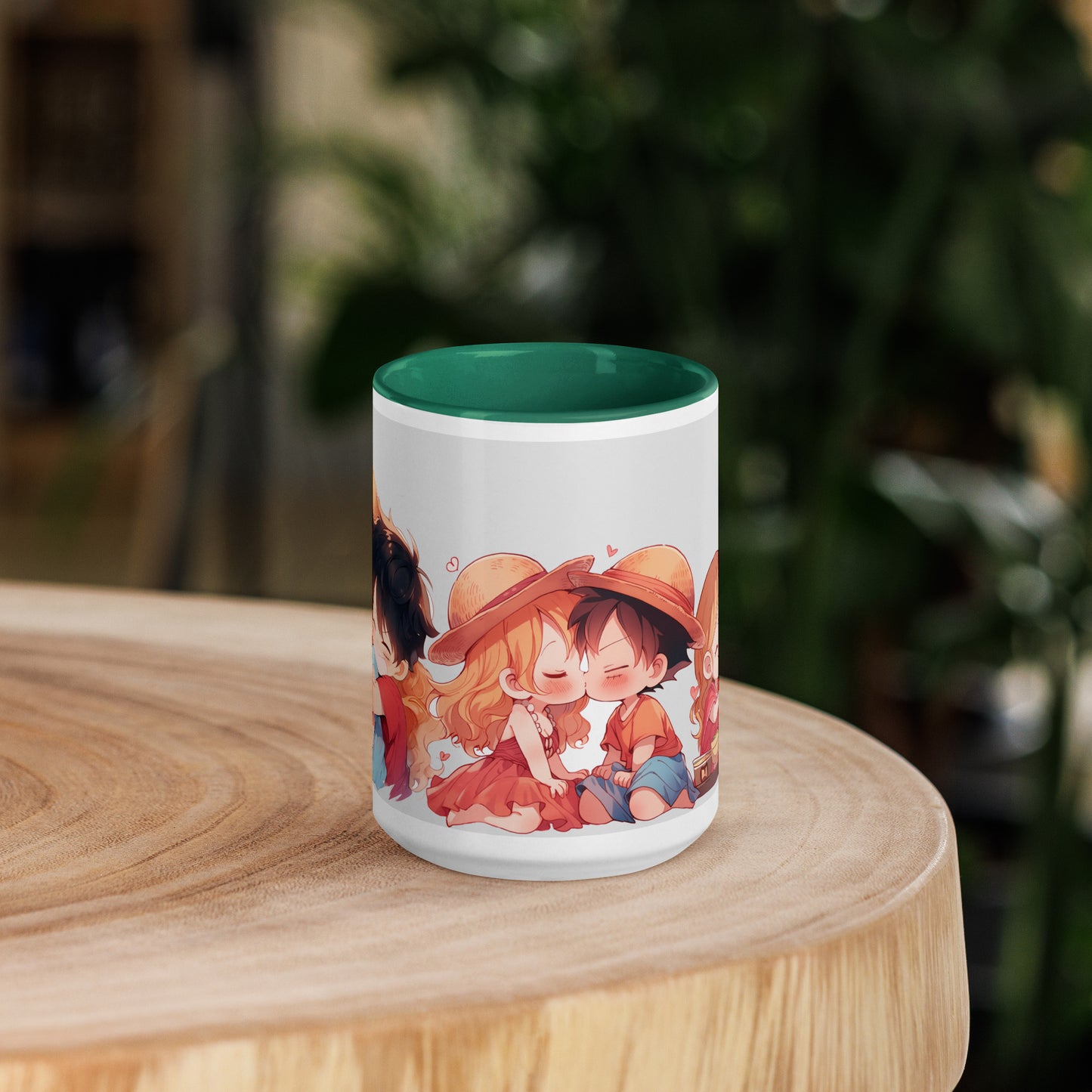 Chibi Luffy and Nami Mug with Color Inside