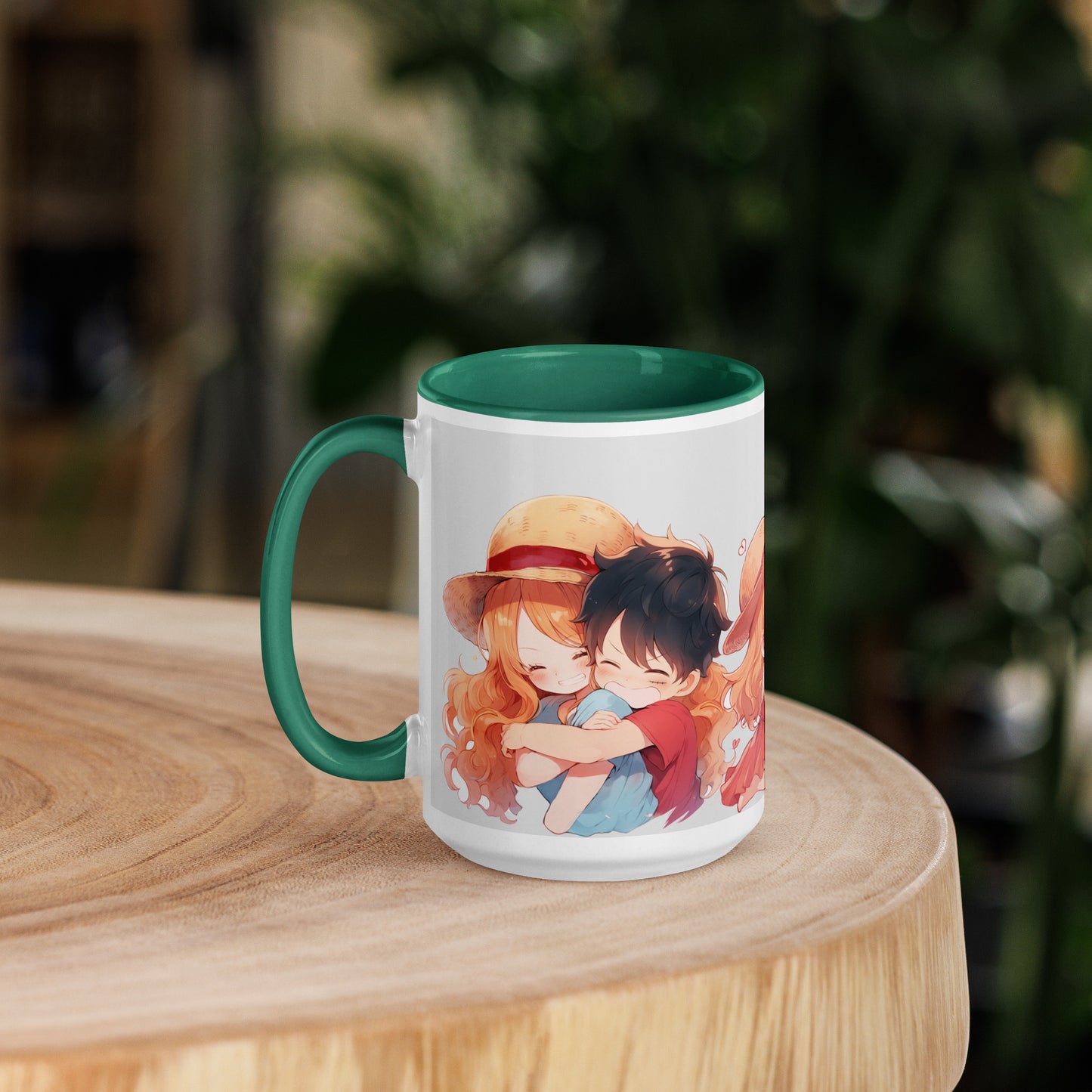 Chibi Luffy and Nami Mug with Color Inside