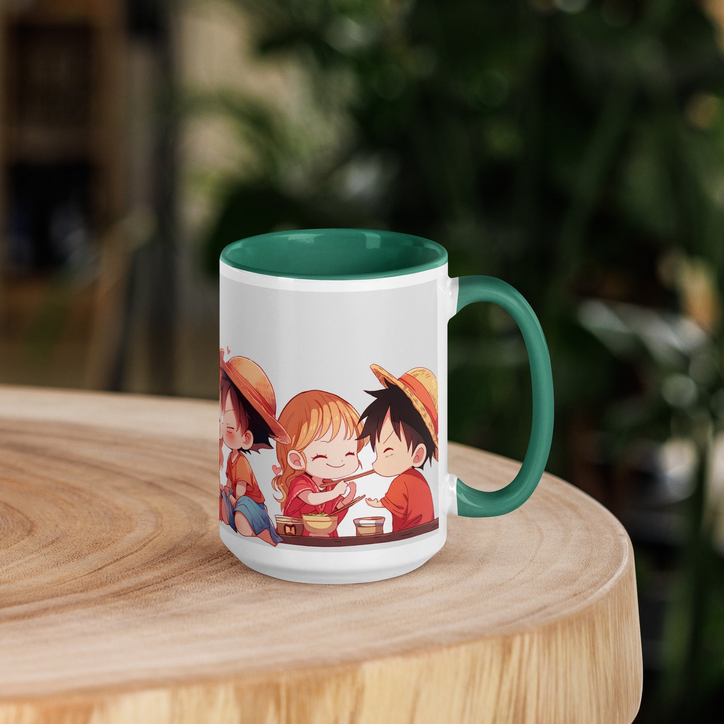 Chibi Luffy and Nami Mug with Color Inside