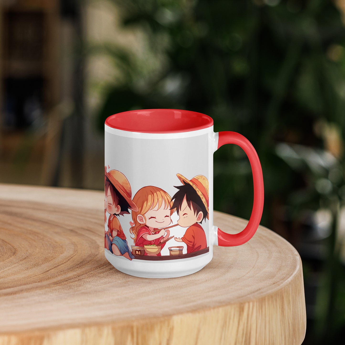 Chibi Luffy and Nami Mug with Color Inside