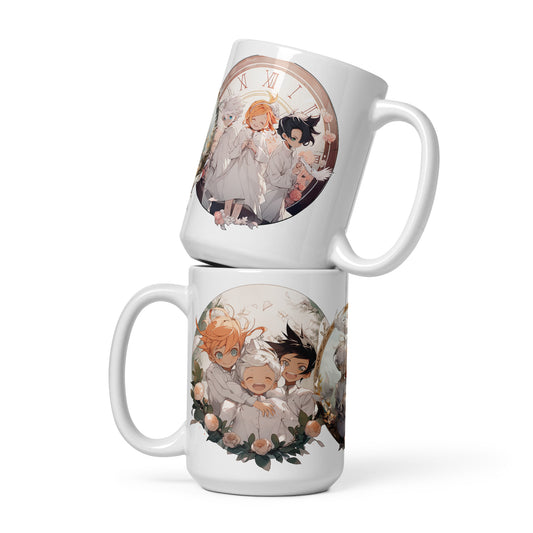 Ray, Norman and Emma White glossy mug